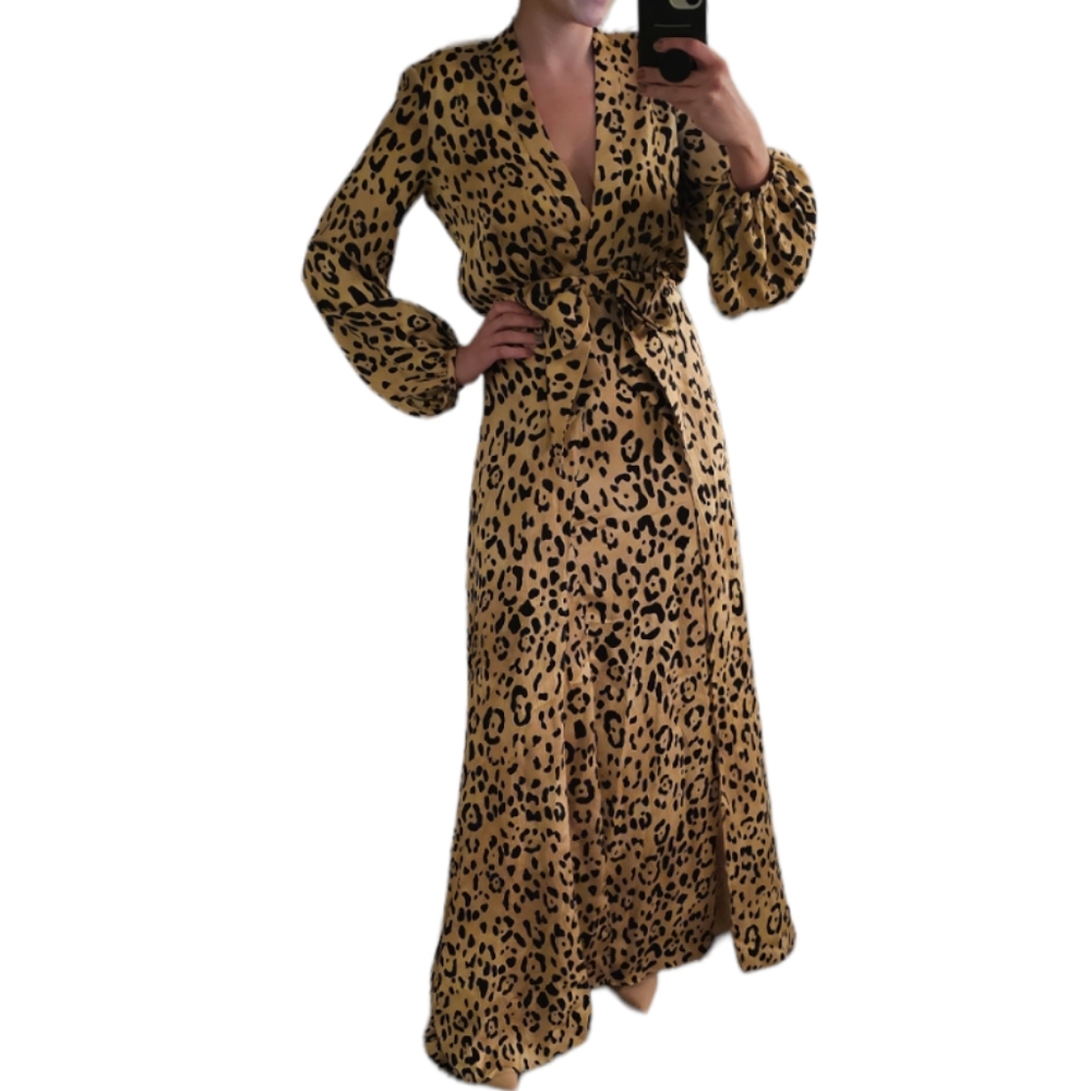 Temperley London Piera leopard-print silk gown us size 6 uk10